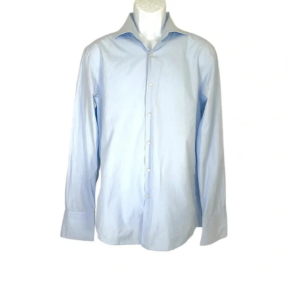 Hugo Boss Men’s Sharp Fit Light Blue Long Sleeve Dress Shirt Size 16.5 - 34/35 - Picture 1 of 9